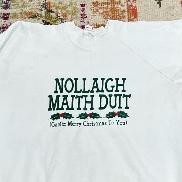 Vintage Merry Christmas Ugly Sweater Party 1980s Crewneck Pullover Sweatshirt - Picture 2 of 3